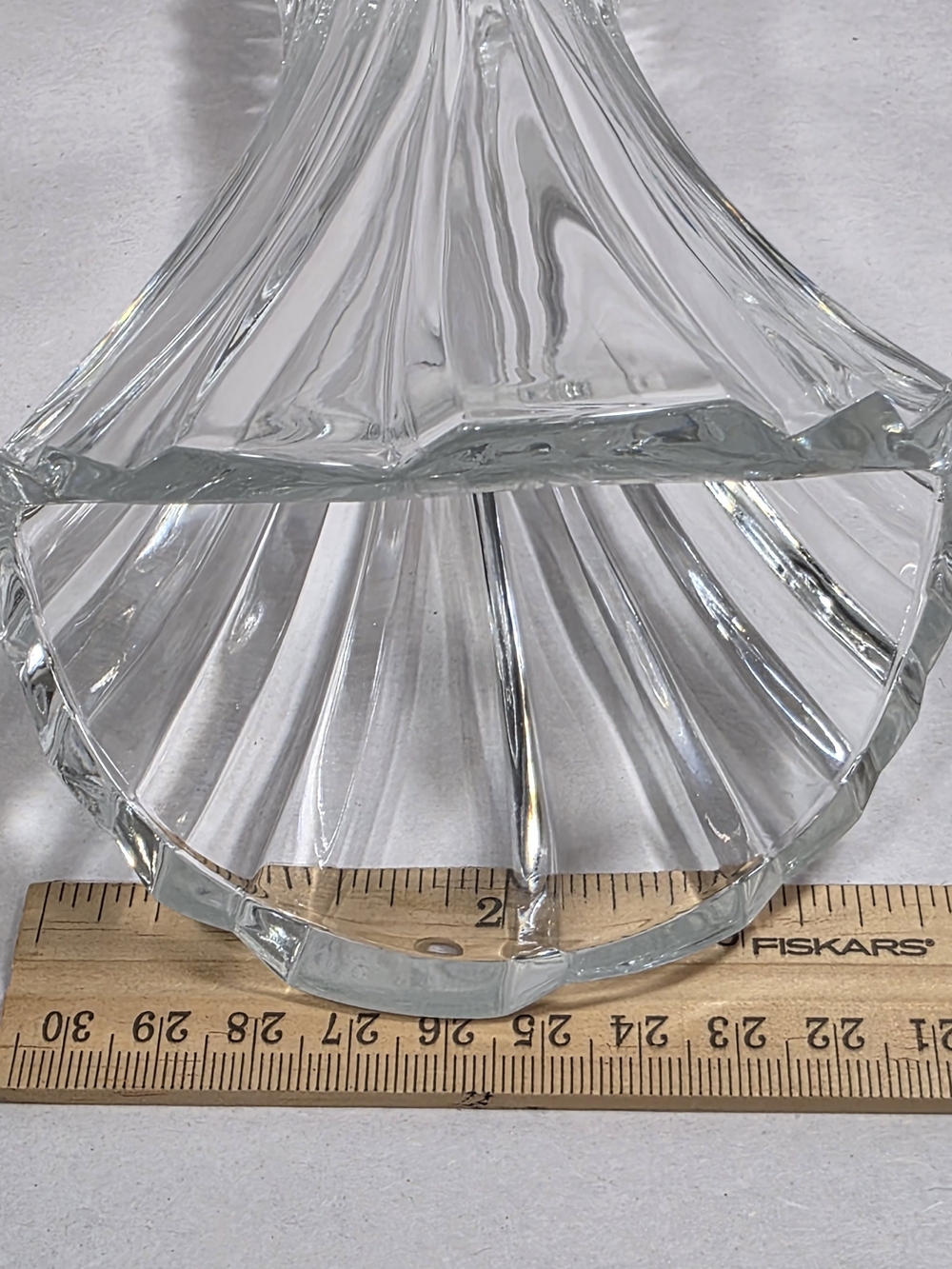 Mikasa Flores 8" Crystal Bud Vase Fan Swirl WX056/621 Japan Vintage - Picture 8 of 9